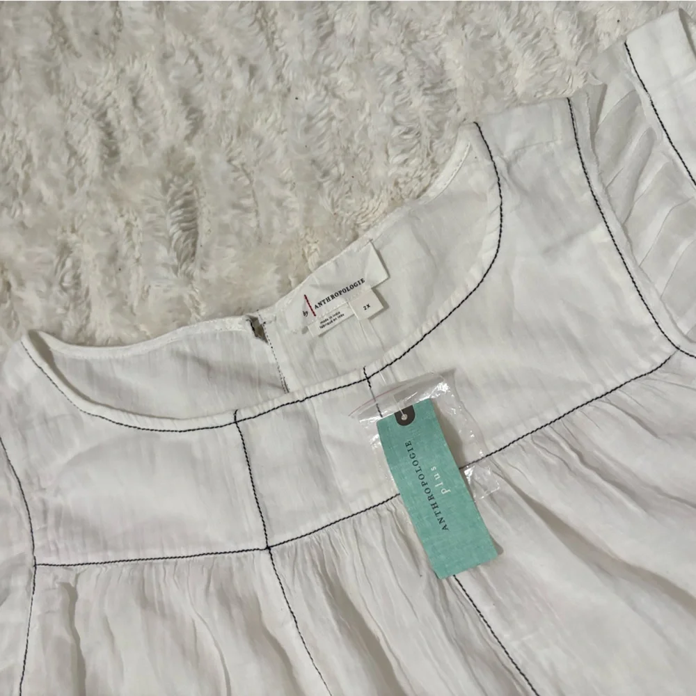 NWT ANTHROPOLOGIE Women’s Cap-Sleeve Babydoll Blouse - Picture 12 of 16